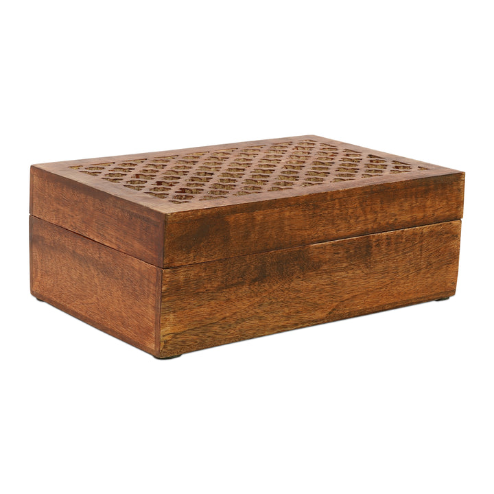 Medium Polish Trellis Decorative Wooden Handmade Box (X-Large)