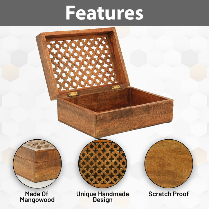 Medium Polish Trellis Decorative Wooden Handmade Box (X-Large)