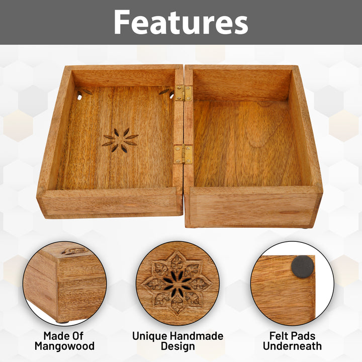 Serena Wooden Handmade Box in Light Burnt (Large)