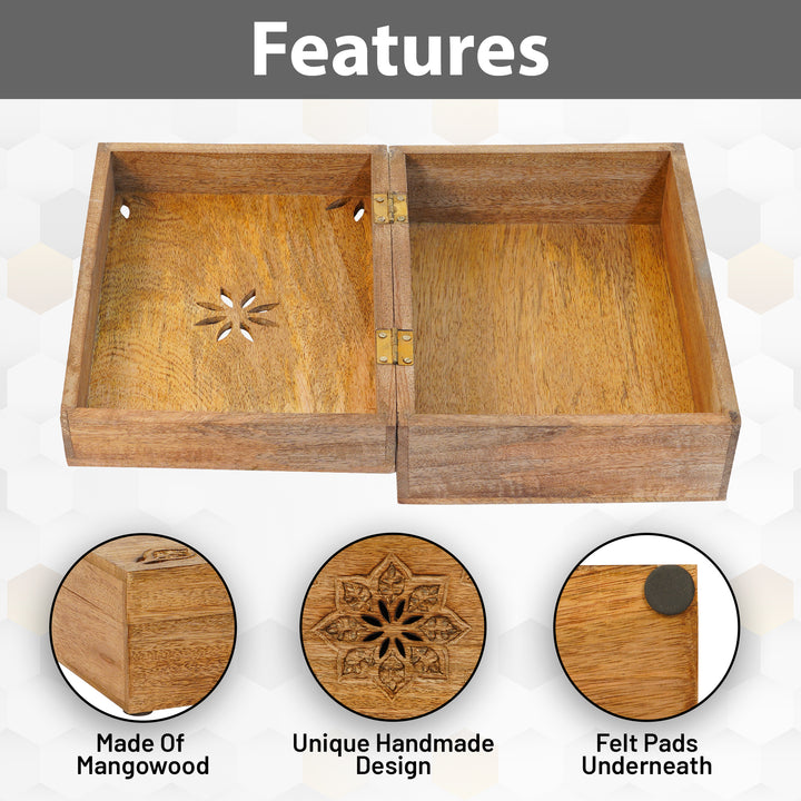 Serena Wooden Handmade Box in Light Burnt (Medium)