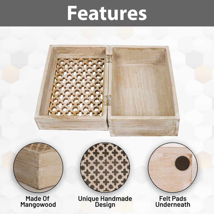 Trellis Wooden Handmade Boxes in Whitewash (Large)