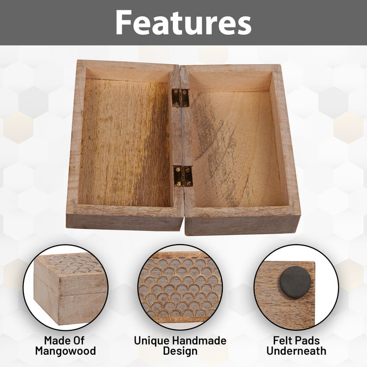 Carved Scallop Boxes in Light Burnt over Grey