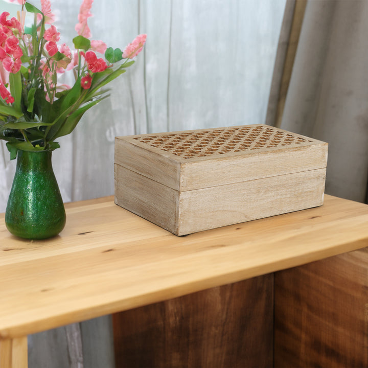 Trellis Wooden Handmade Boxes in Whitewash (X-Large)