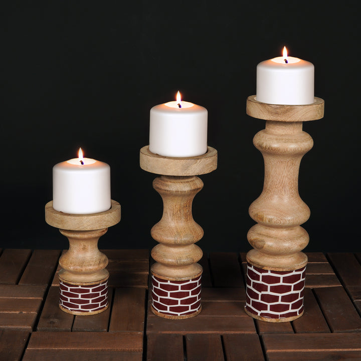 Gramercy Red Pillar Candleholder Set