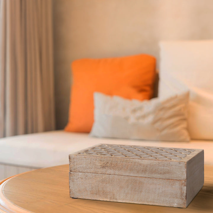 Carved Scallop Boxes in Light Burnt over Grey