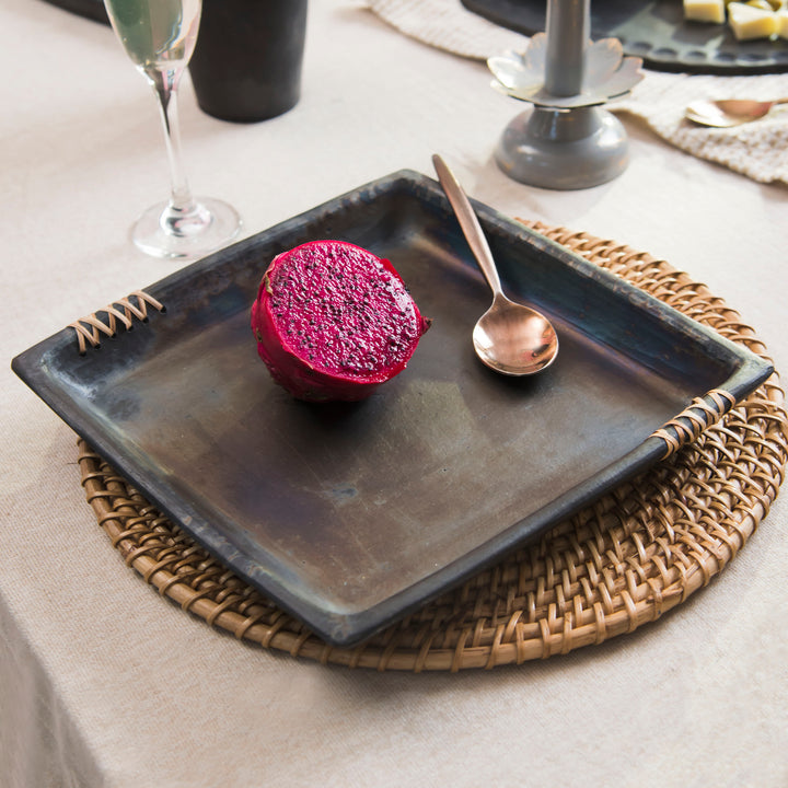 Longpi Black Clay Square Tray