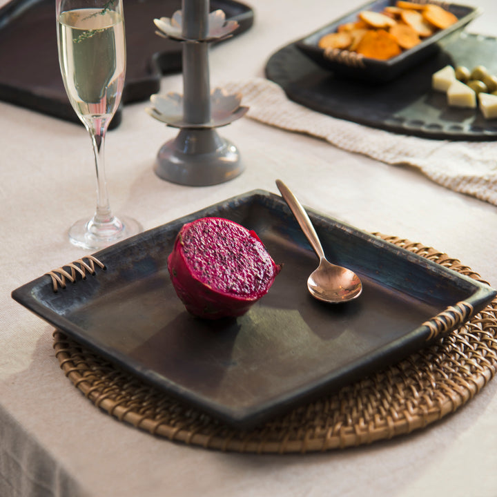 Longpi Black Clay Square Tray
