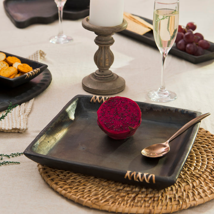 Longpi Black Clay Square Tray