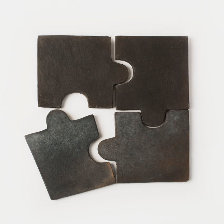 Longpi Black Clay Coaster Set of 4