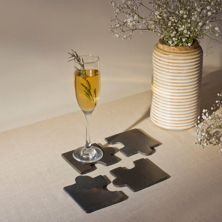 Longpi Black Clay Coaster Set of 4