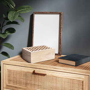 Trellis Wooden Handmade Boxes in Whitewash (Large)