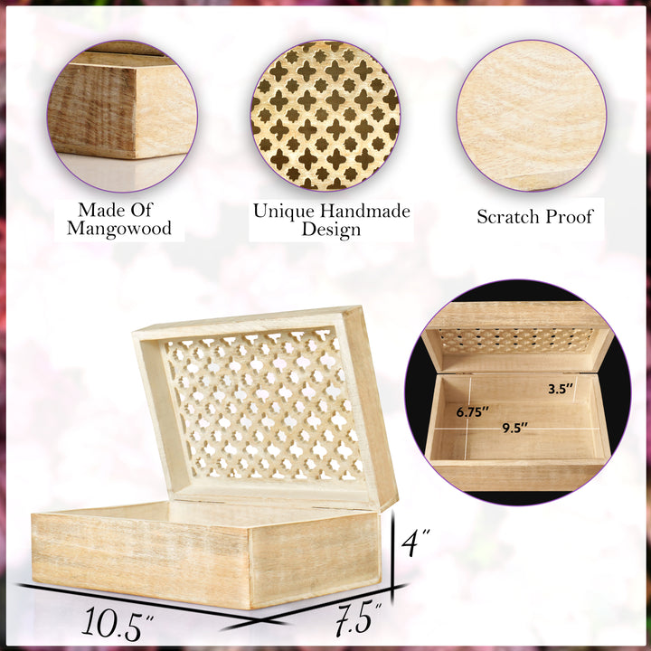Trellis Wooden Handmade Boxes in Whitewash (Medium)