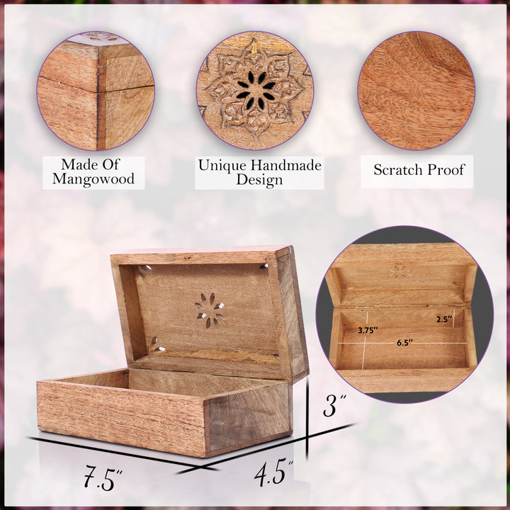 Serena Wooden Handmade Box in Light Burnt (Medium)