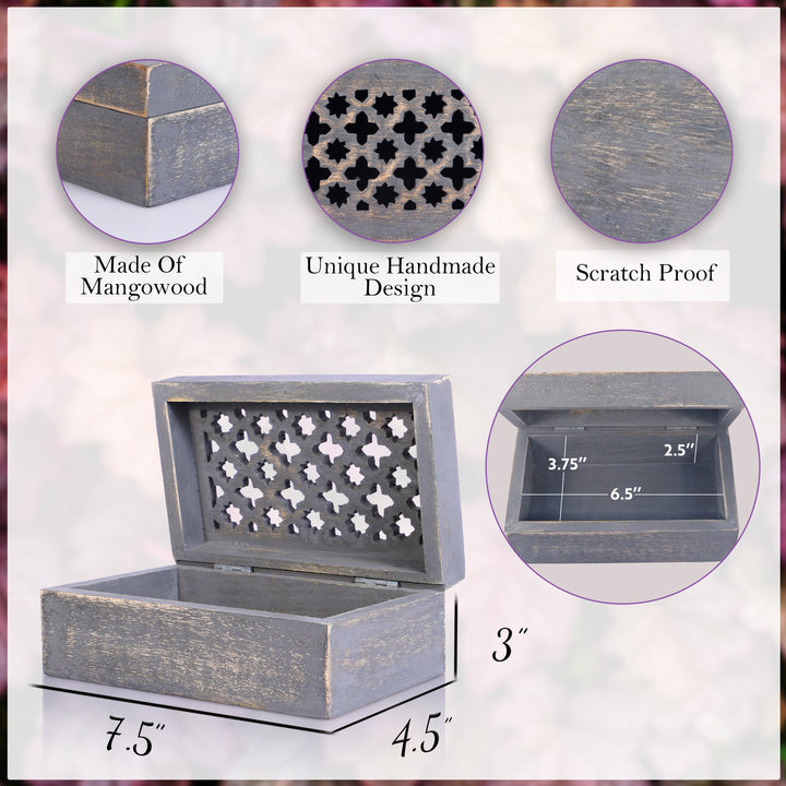 Trellis Wooden Handmade Boxes in Dove Grey (Medium)