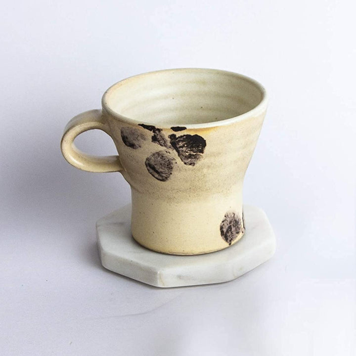 Coaster Set of 4 in White Marble - Octagon Shape