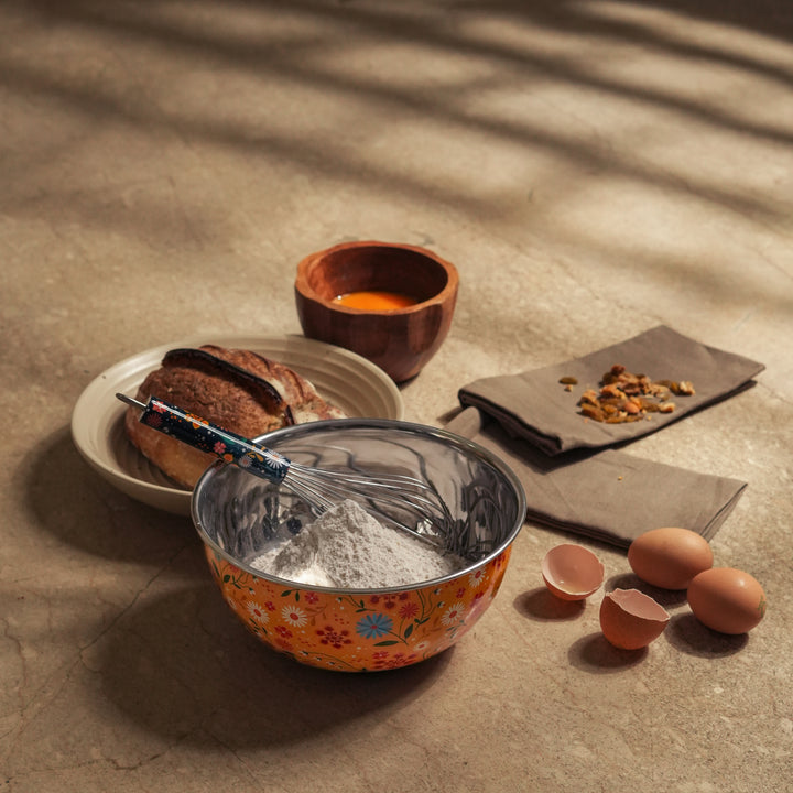 Sunburst Bloom Bowl & Whisk Set