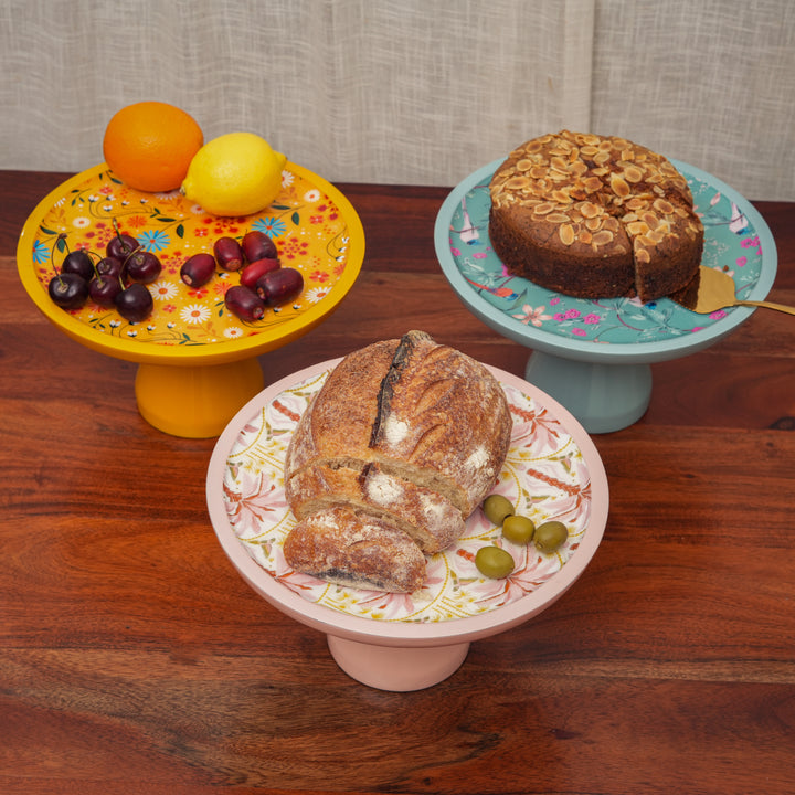 Aqua Flora Pedestal Cake Stand