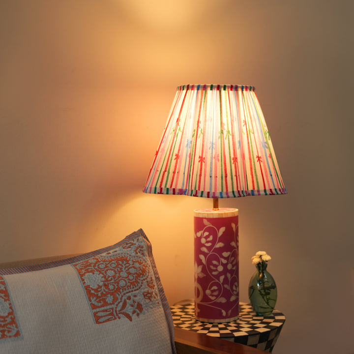 Floral Vines Inlay Blush Table Lamp