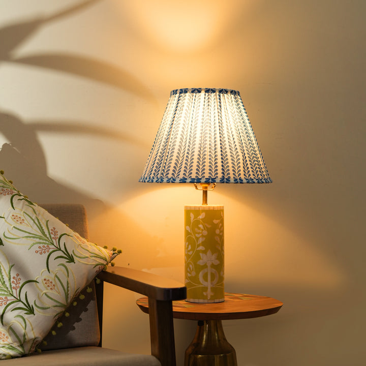 Floral Vines Inlay Yellow Table Lamp