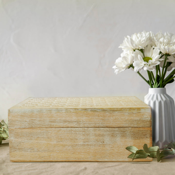 Trellis Wooden Handmade Boxes in Whitewash (Medium)