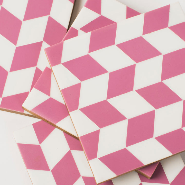 Rosette Pink and Ivory Coasters