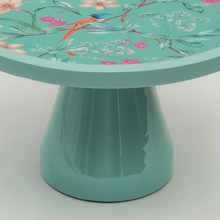 Aqua Flora Pedestal Cake Stand