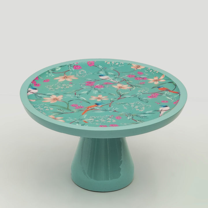 Aqua Flora Pedestal Cake Stand