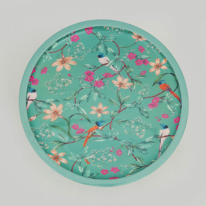 Aqua Flora Pedestal Cake Stand