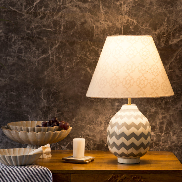 Grey Herringbone Table Lamp