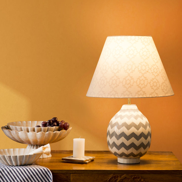 Grey Herringbone Table Lamp