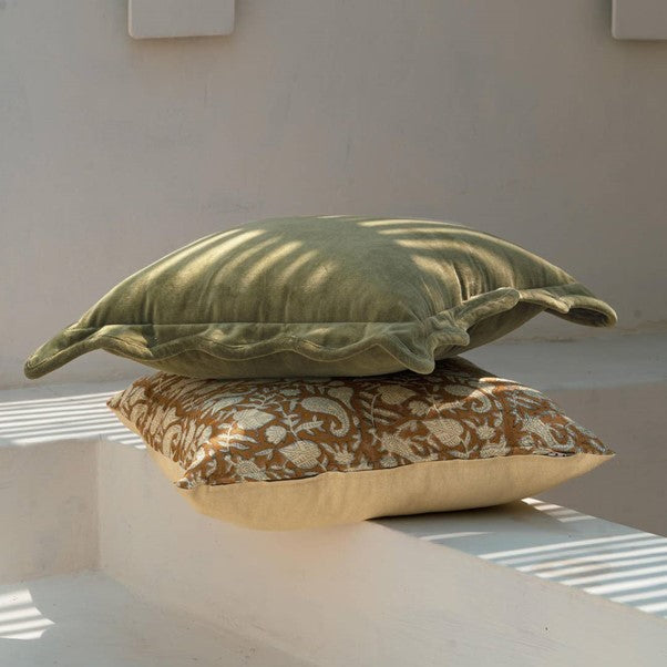 Floral Blockprint Pillow Cover