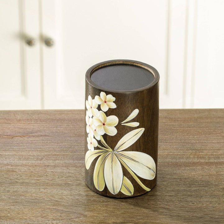 Frangipani Pillar Candleholder Small - Brown