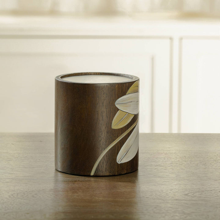 Frangipani Pillar Candleholder Small - Brown