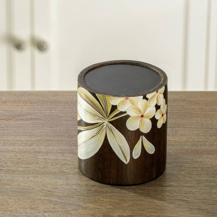 Frangipani Pillar Candleholder Small - Brown