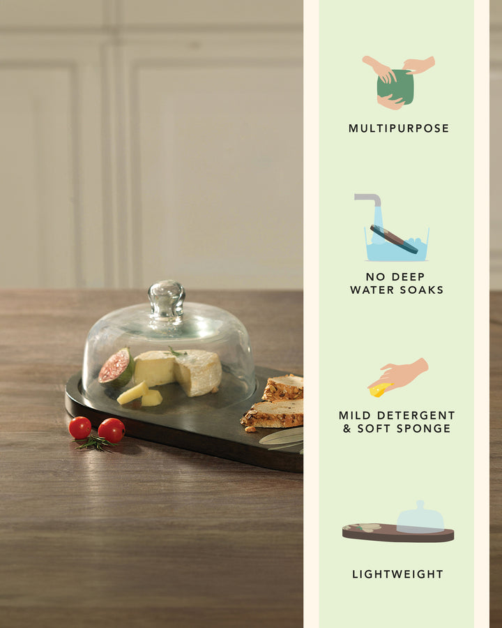 Frangipani Handpainted Platter with Glass Cloche