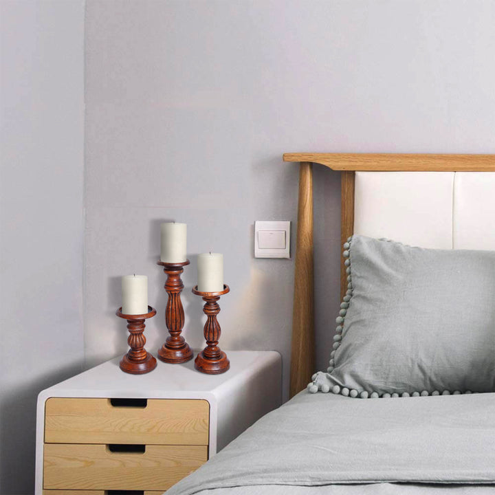 Hana Mangowood Pillar Candleholders