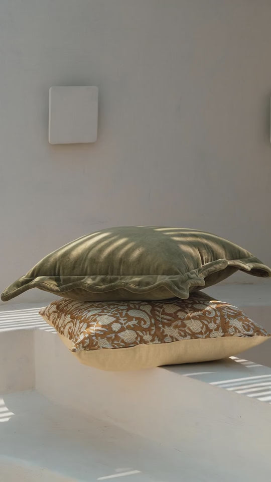 Floral Blockprint Pillow Cover