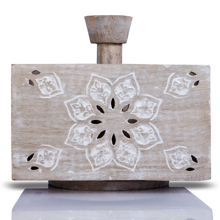 Decorative Wooden Spinning Pen Holder in Whitewash