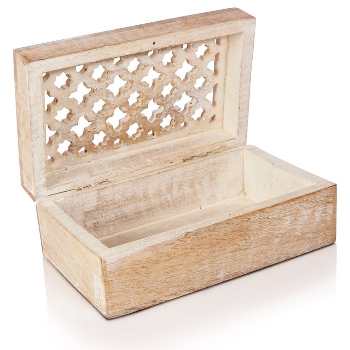 Trellis Wooden Handmade Boxes in Whitewash (Large)