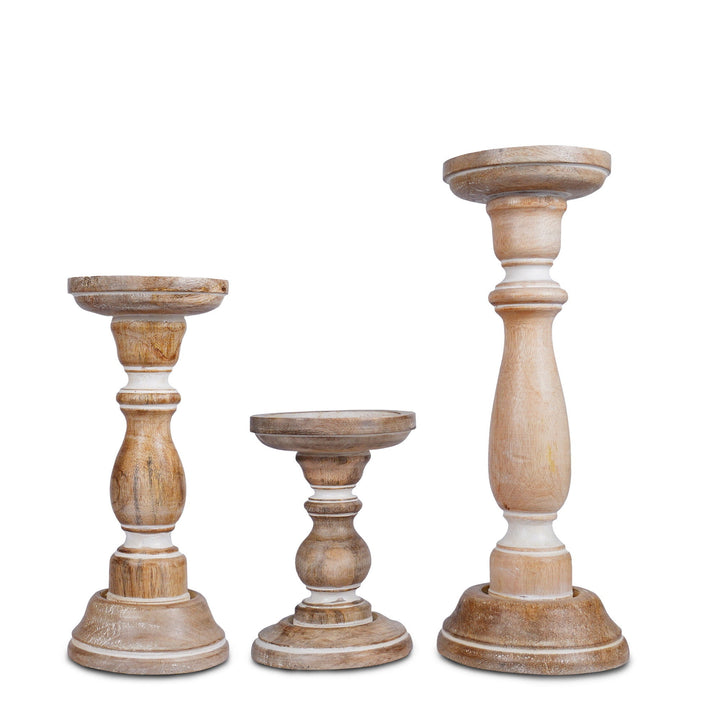 Tuli Pillar Candleholder Set - Whitewash