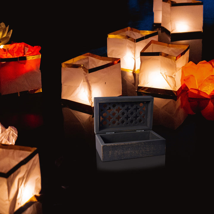 Trellis Wooden Handmade Boxes in Dove Grey (Medium)