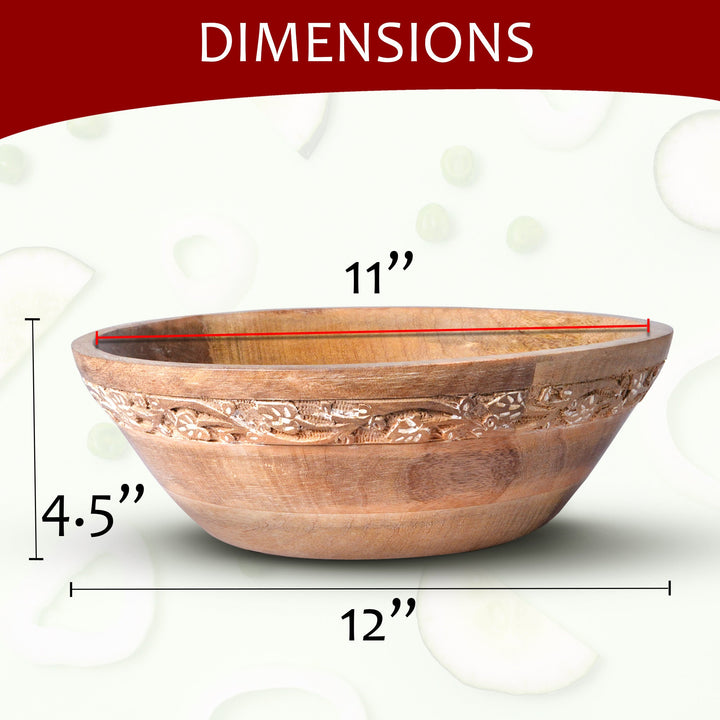 Jasmine Whitewash Wood Decorative Bowl - Large