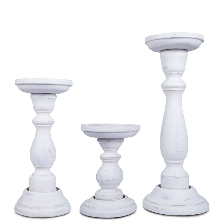 Tuli Pillar Candleholder Set - Shabby White
