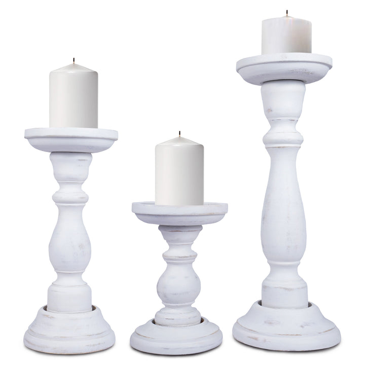Tuli Pillar Candleholder Set - Shabby White