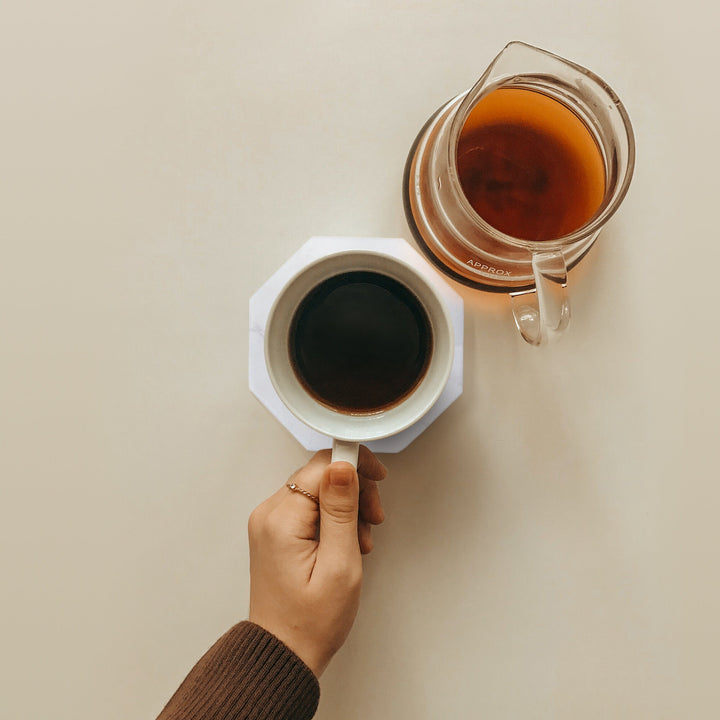 Coaster Set of 4 in White Marble - Octagon Shape