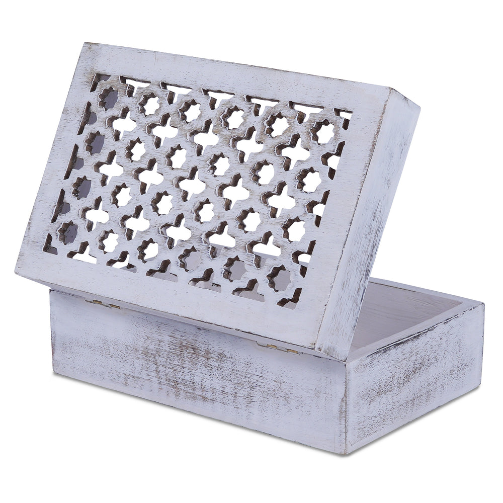 trellis mango wood box distressed white medium