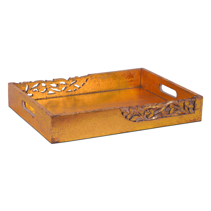 Flourish Distressed Gold Serving Tray
