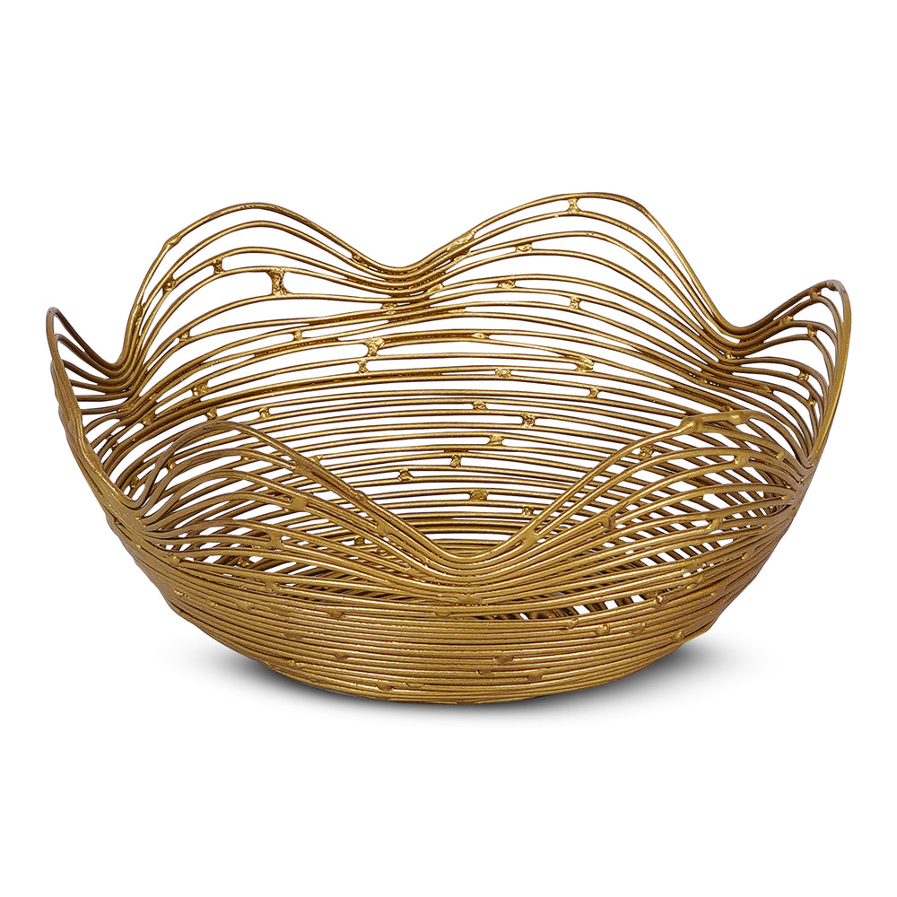 gurez valley gold metal fruit bowl small