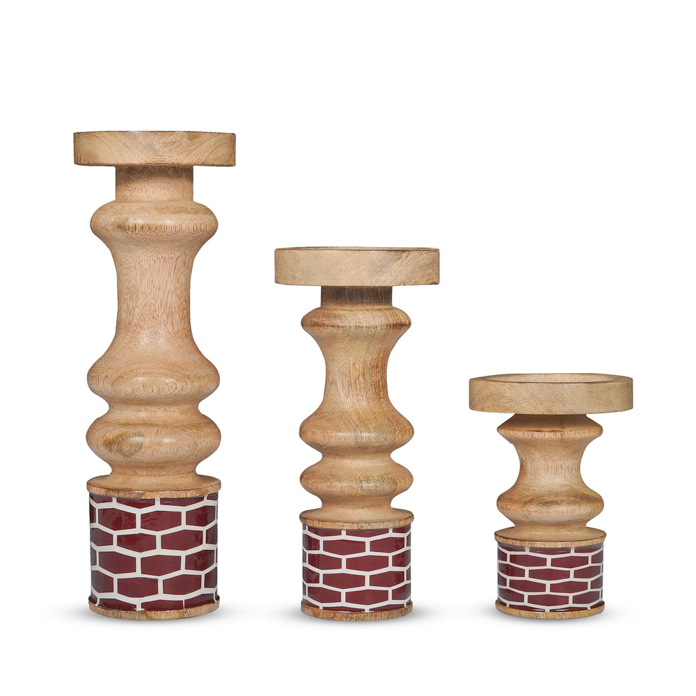 gramercy red candleholders set of 3
