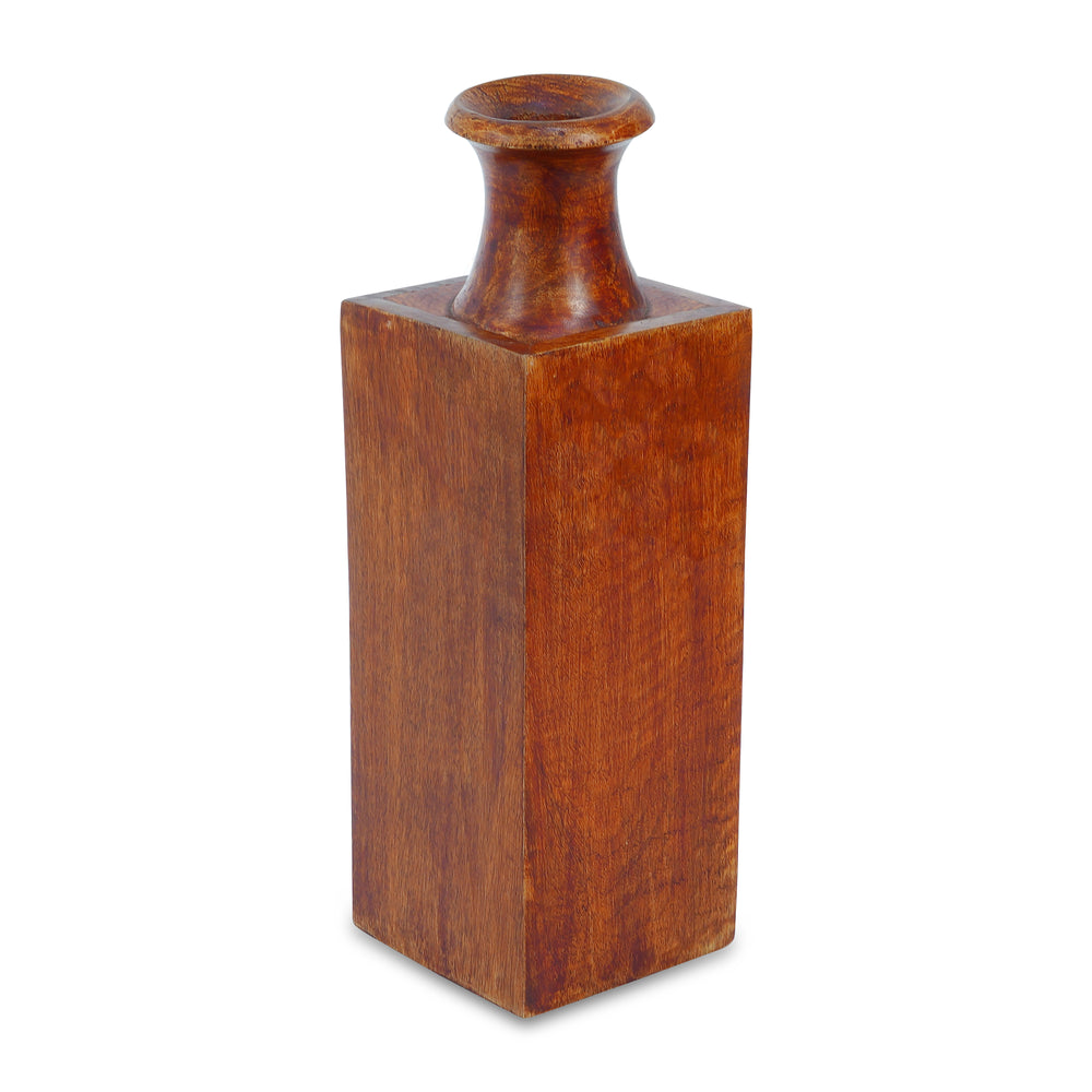 Handcrafted Kanha mangowood vase styled with dried pampas grass and botanical